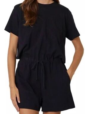VELVET GRAHAM & SPENCER Black Shorts Cut Out Back Cotton Rompers Women's Small